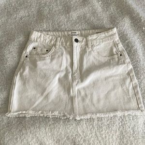 cream denim mini skirt